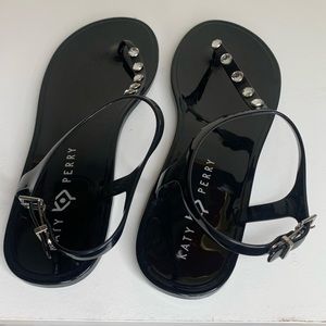 Katy Perry sandals in black with rhinestones, size 10